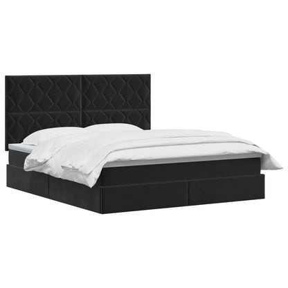Opslag bed met matras met hoofdeinde Zwart 160 x 200 cm Fluweel