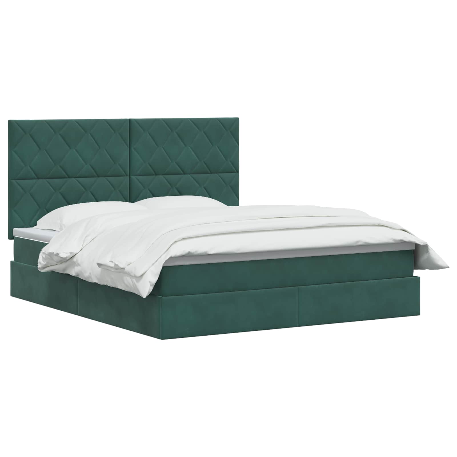 Opslag bed met matras Donkergroen 160 x 200 cm Fluweel