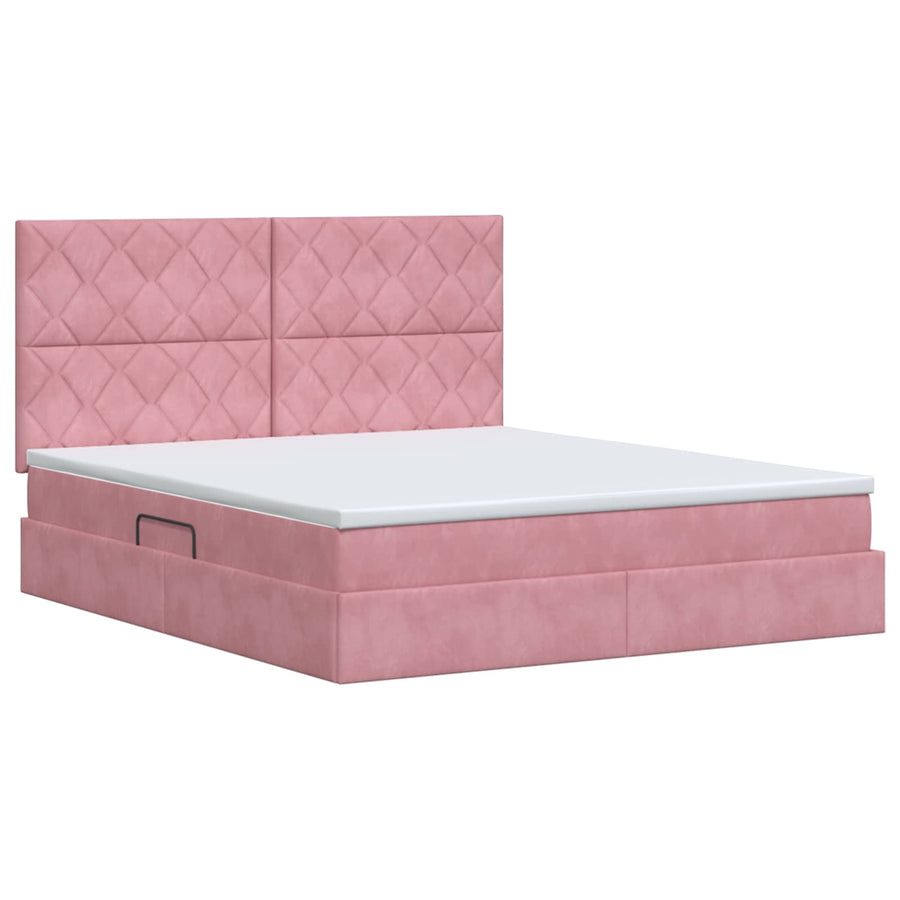 Opslag bed met matras met hoofdeinde Roze 160 x 200 cm Fluweel