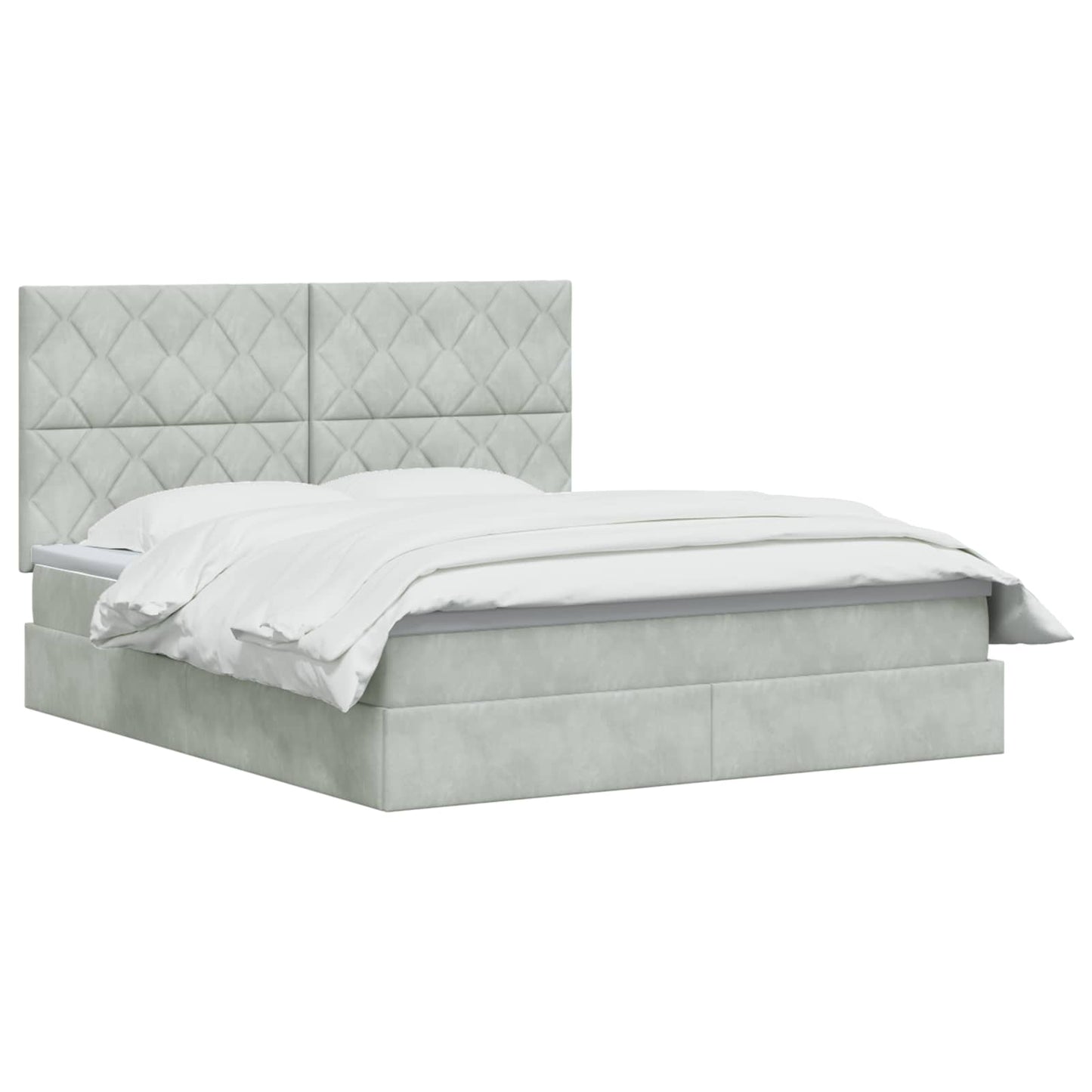 Opslag bed met matras Lichtgrijs 180 x 200 cm Fluweel