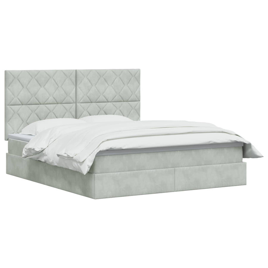 Opslag bed met matras Lichtgrijs 180 x 200 cm Fluweel
