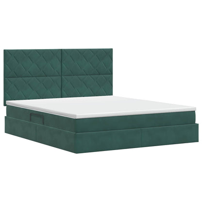 Opslag bed met matras Donkergroen 180 x 200 cm Fluweel
