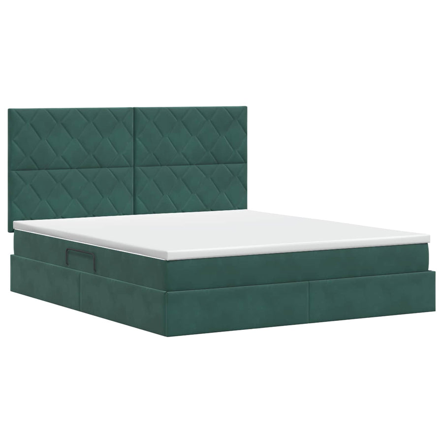 Opslag bed met matras Donkergroen 180 x 200 cm Fluweel