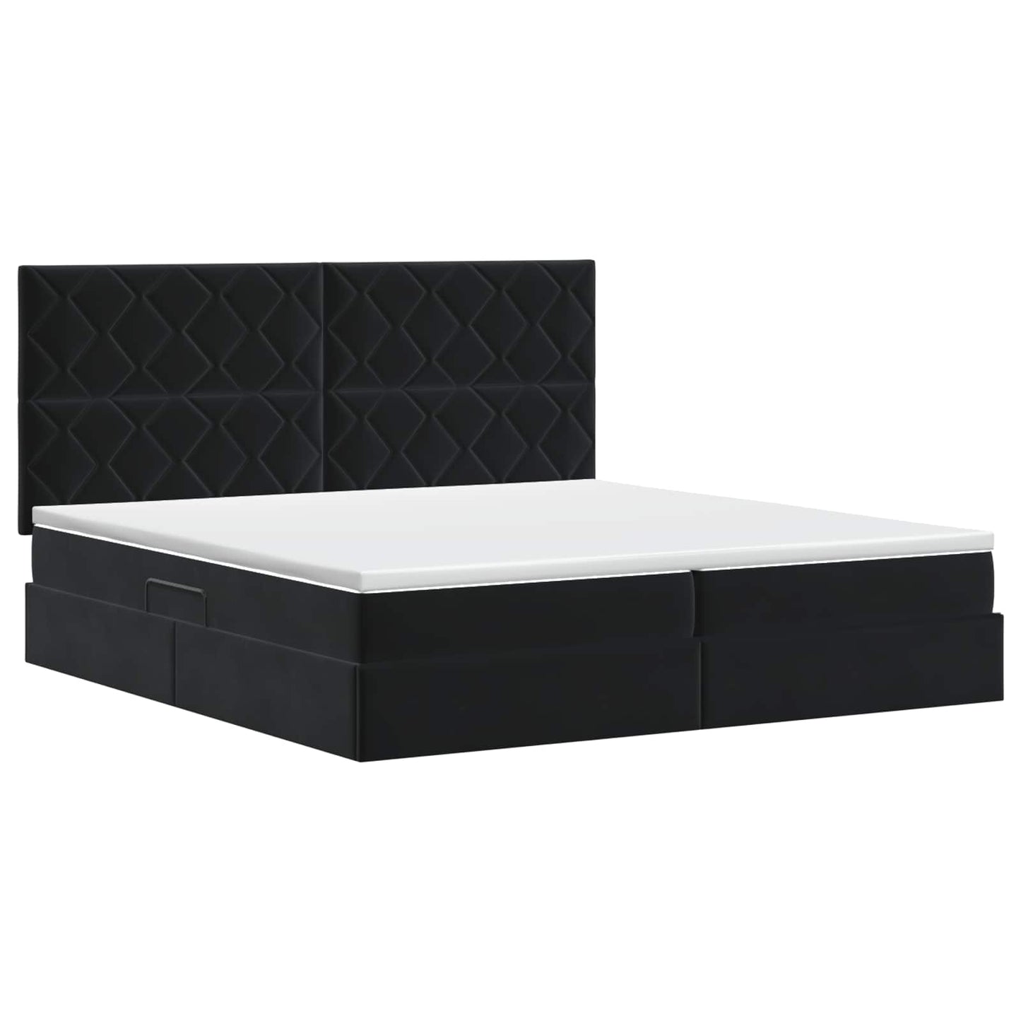 Opslag bed met matras met hoofdeinde Zwart 200 x 200 cm Fluweel