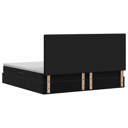 Opslag bed met matras met hoofdeinde Zwart 200 x 200 cm Fluweel