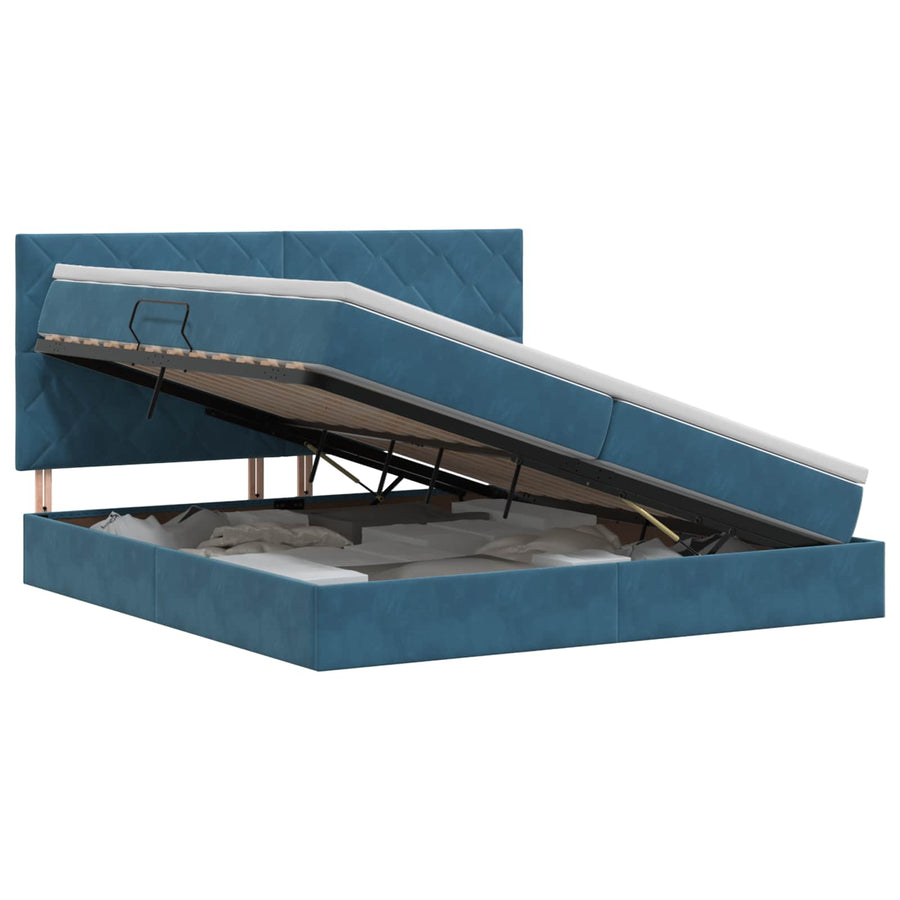 Opslag bed met matras Donkerblauw 200 x 200 cm Fluweel