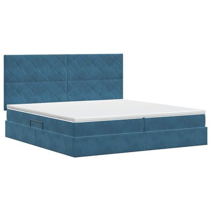 Opslag bed met matras Donkerblauw 200 x 200 cm Fluweel