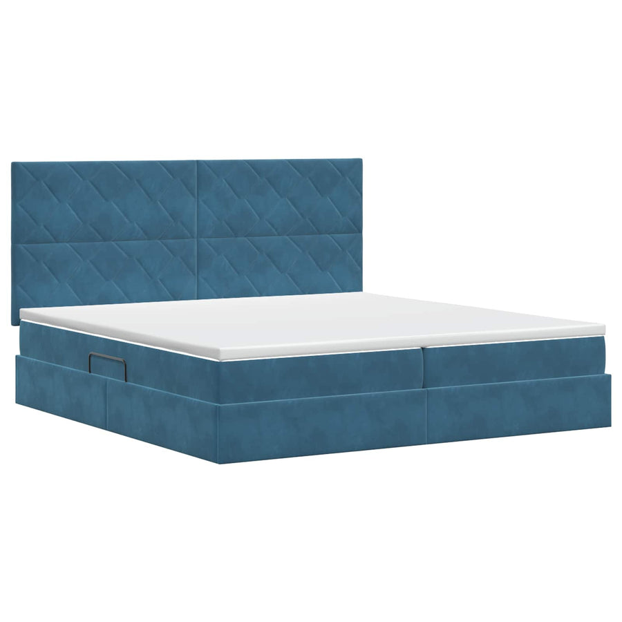 Opslag bed met matras Donkerblauw 200 x 200 cm Fluweel
