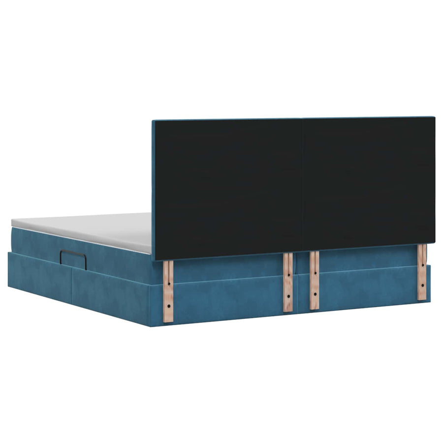Opslag bed met matras Donkerblauw 200 x 200 cm Fluweel