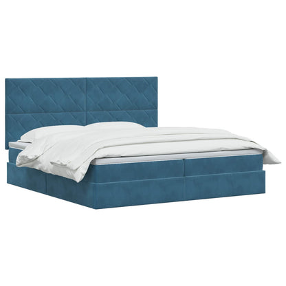 Opslag bed met matras Donkerblauw 200 x 200 cm Fluweel