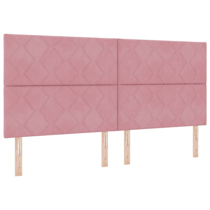 Opslag bed met matras met hoofdeinde Roze 200 x 200 cm Fluweel