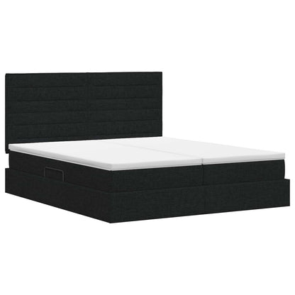 Opslag bed met hoofdeinde met opslag Zwart 180 x 200 cm Stof