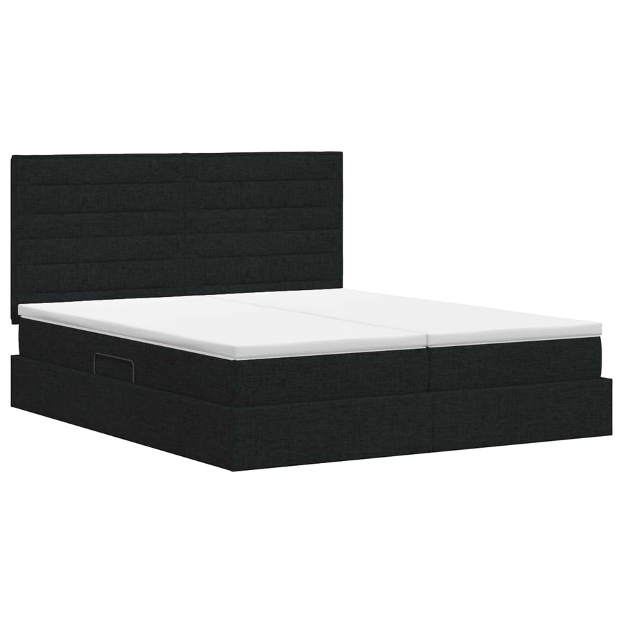 Opslag bed met hoofdeinde met opslag Zwart 180 x 200 cm Stof