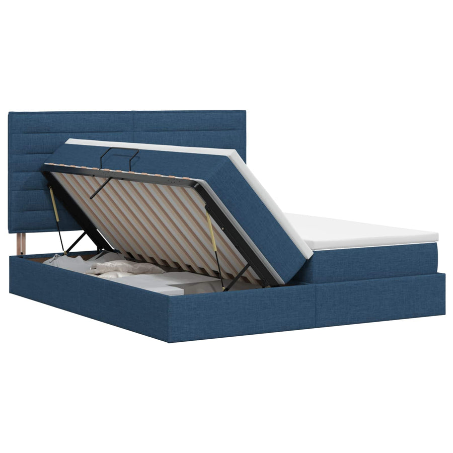 Opslag bed met hoofdeinde met opslag Blauw 180 x 200 cm Stof