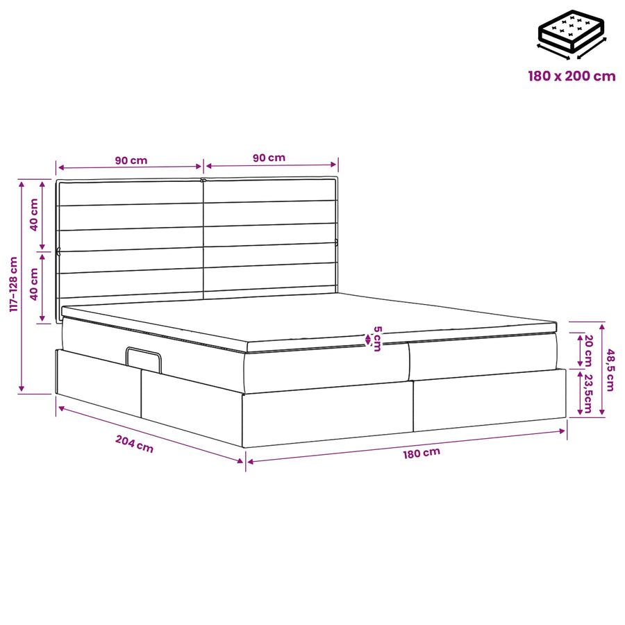 Opslag bed met hoofdeinde met opslag Blauw 180 x 200 cm Stof