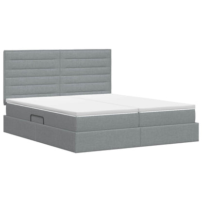 Opslag bed met hoofdeinde Lichtgrijs 200 x 200 cm Stof