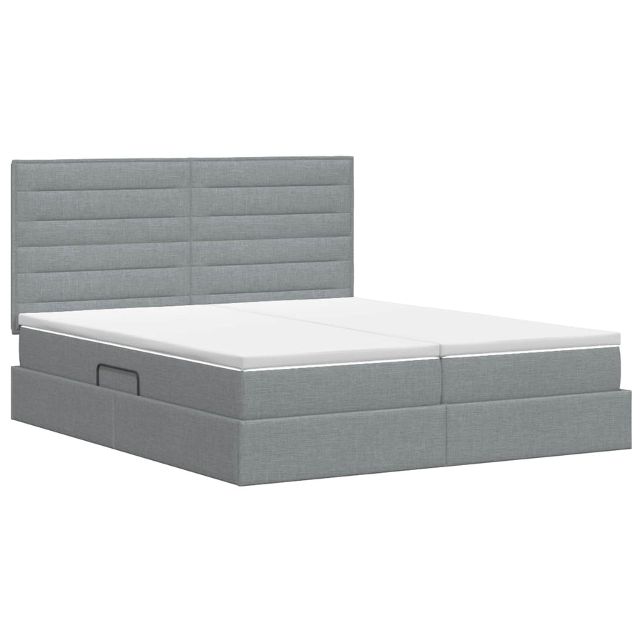 Opslag bed met hoofdeinde Lichtgrijs 200 x 200 cm Stof