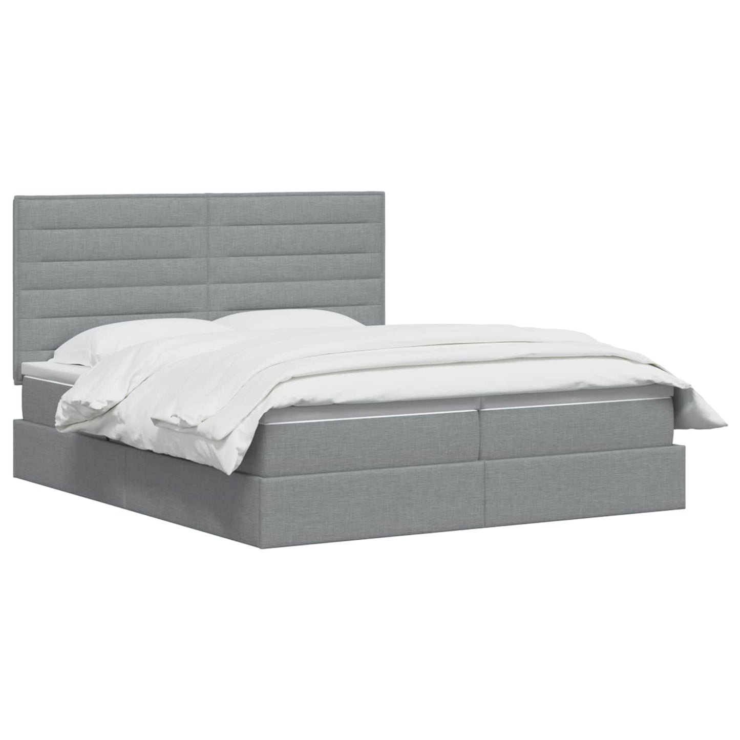 Opslag bed met hoofdeinde Lichtgrijs 200 x 200 cm Stof