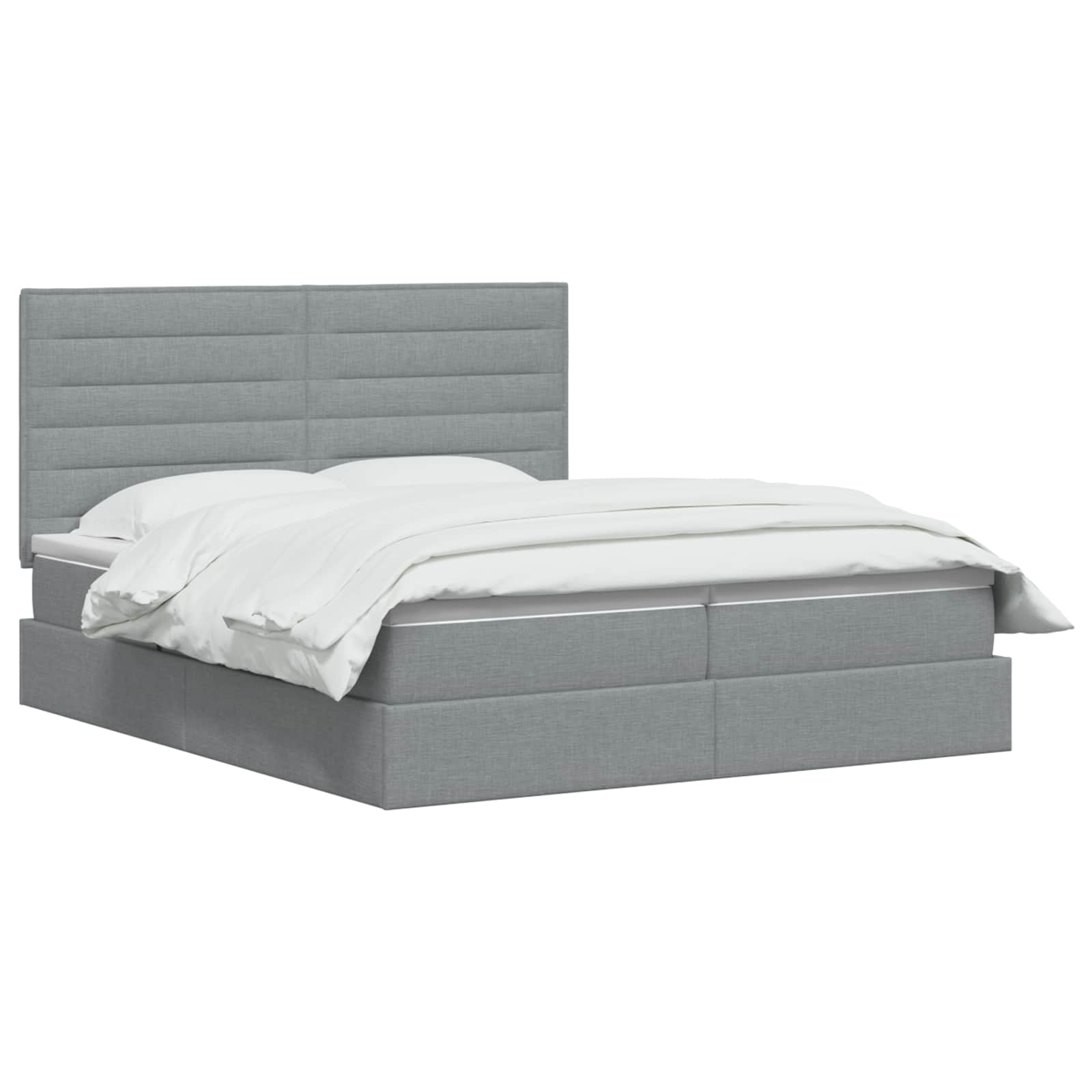 Opslag bed met hoofdeinde Lichtgrijs 200 x 200 cm Stof