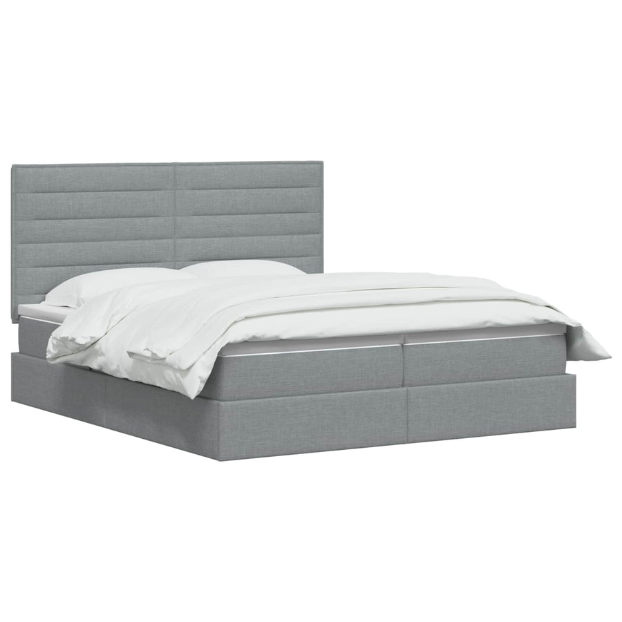 Opslag bed met hoofdeinde Lichtgrijs 200 x 200 cm Stof