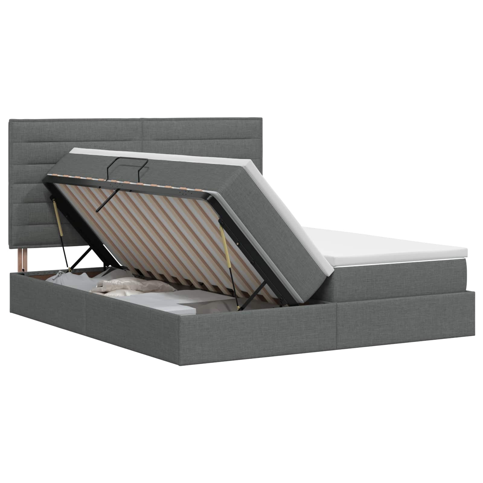 Opslag bed met hoofdeinde Donkergrijs 200 x 200 cm Stof
