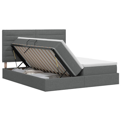 Opslag bed met hoofdeinde Donkergrijs 200 x 200 cm Stof