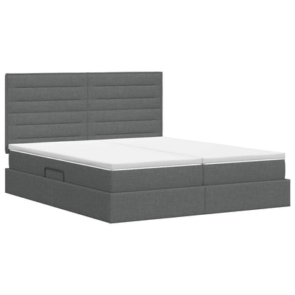 Opslag bed met hoofdeinde Donkergrijs 200 x 200 cm Stof