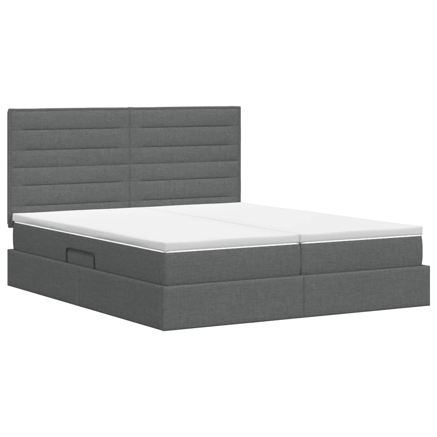 Opslag bed met hoofdeinde Donkergrijs 200 x 200 cm Stof