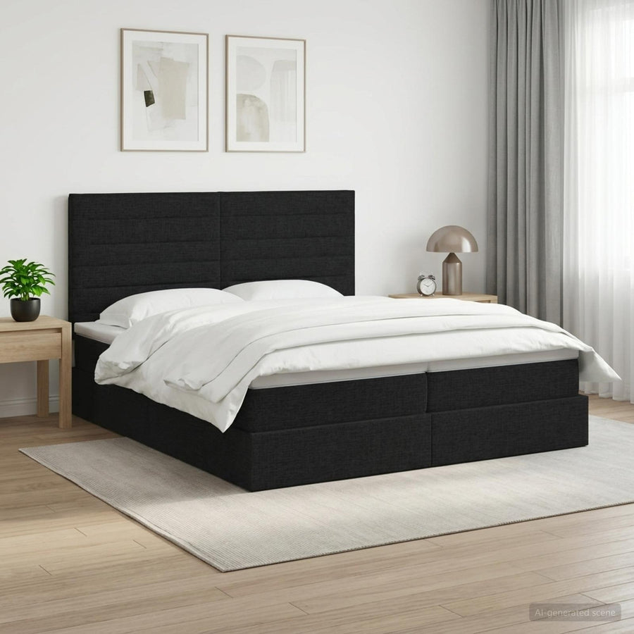 Opslag bed met hoofdeinde met opslag Zwart 180 x 200 cm Stof