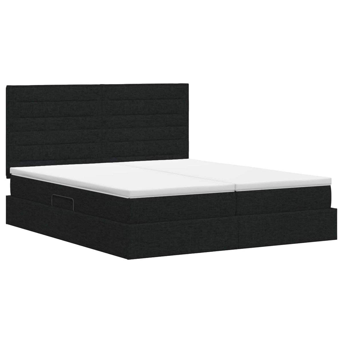Opslag bed met hoofdeinde met opslag Zwart 200 x 200 cm Stof