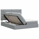 Opbergbed 180x200 cm lichtgrijs stof met hoofdeinde