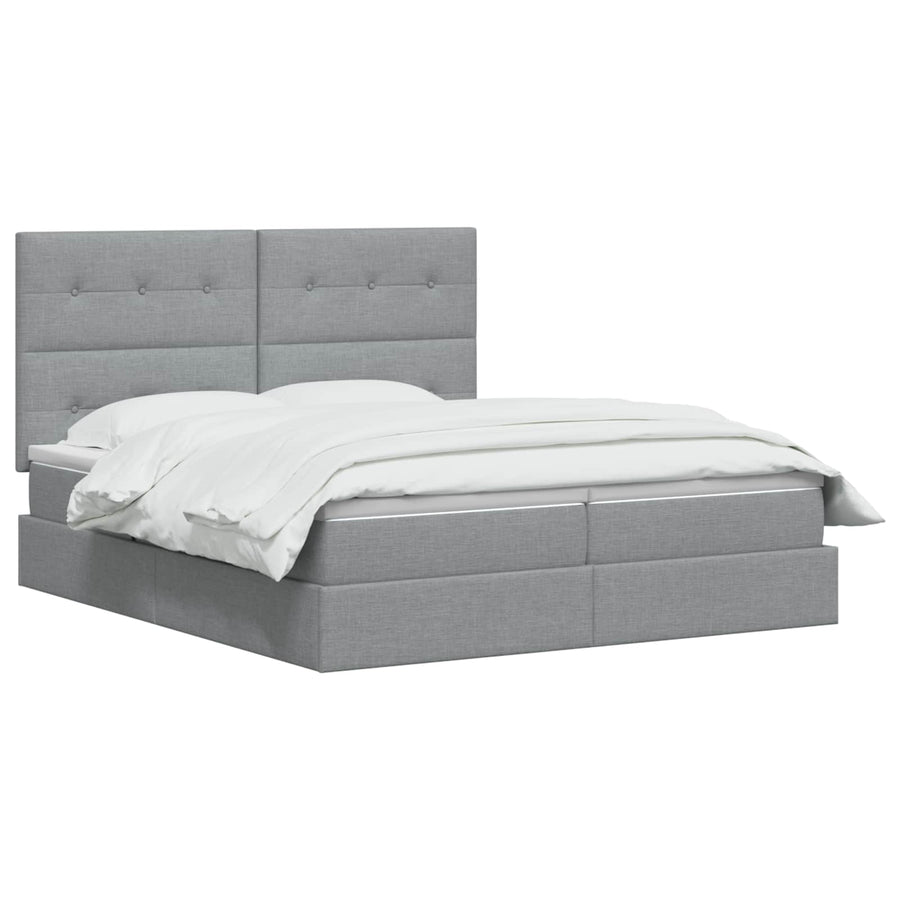 Opslag bed met hoofdeinde Lichtgrijs 180 x 200 cm Stof