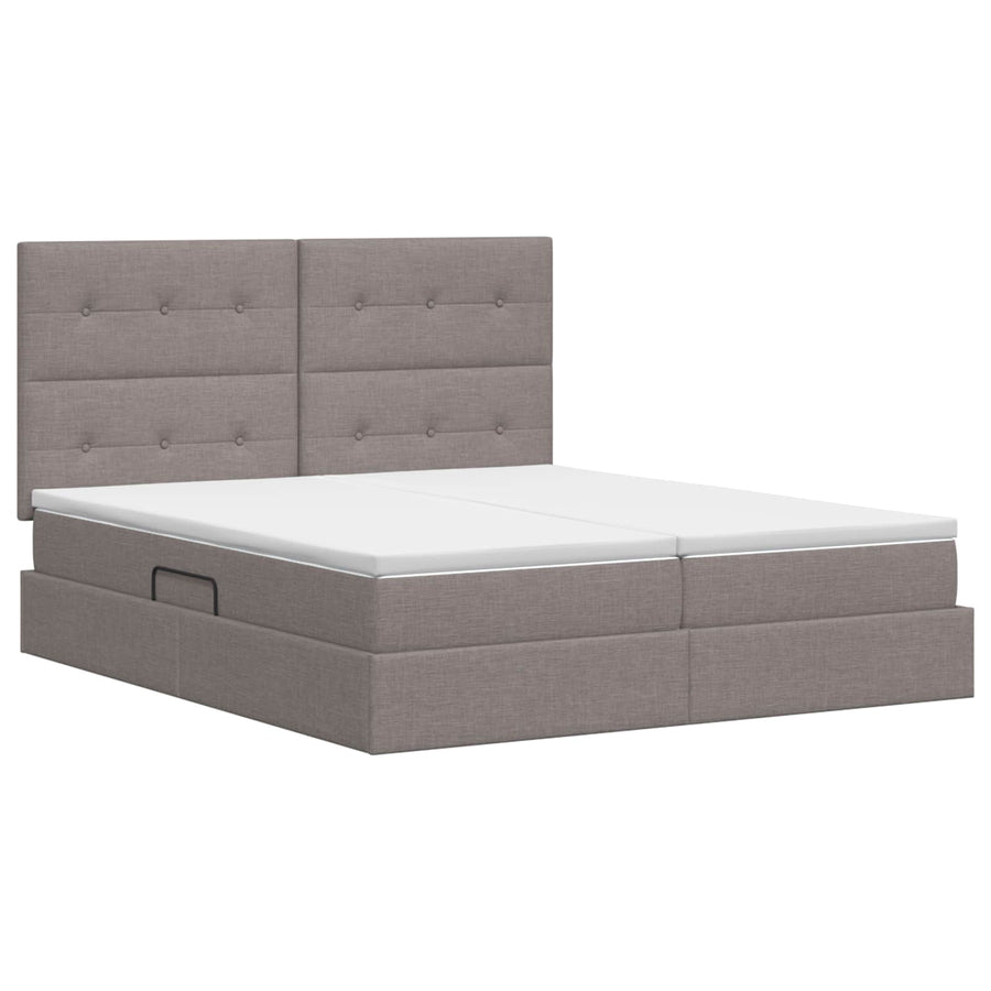 Opslag bed met hoofdeinde met opslag Taupe 180 x 200 cm Stof