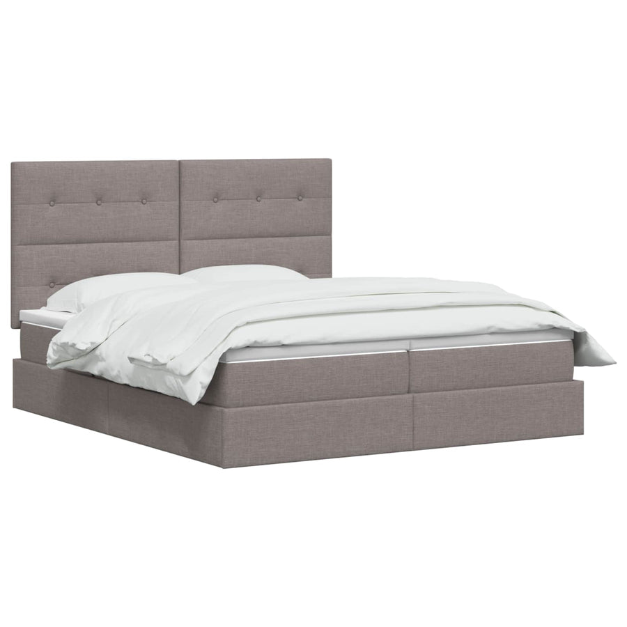 Opslag bed met hoofdeinde met opslag Taupe 180 x 200 cm Stof