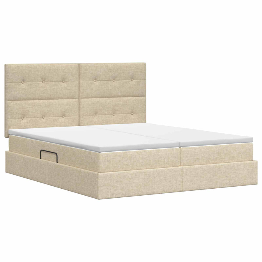 Opslag bed met hoofdeinde Crèmekleurig 180 x 200 cm Stof