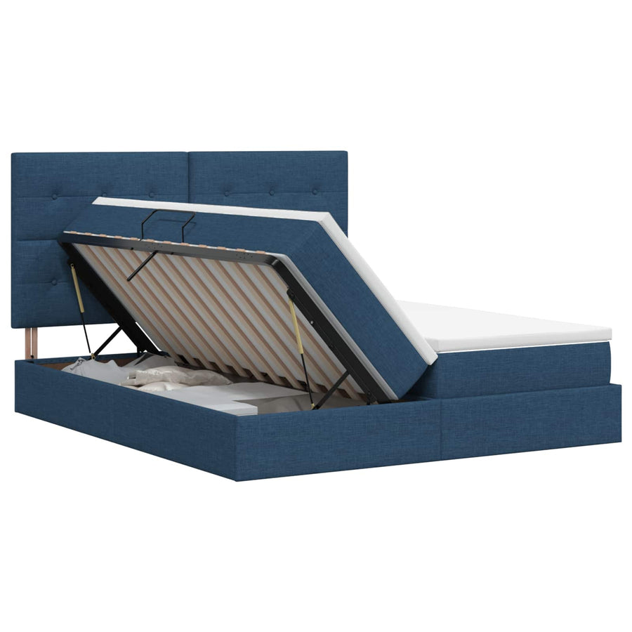 Opslag bed met hoofdeinde met opslag Blauw 180 x 200 cm Stof