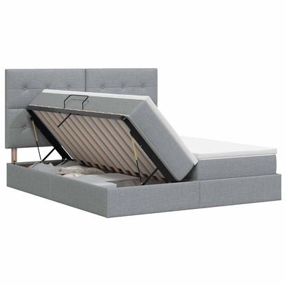 Opslag bed met hoofdeinde Lichtgrijs 200 x 200 cm Stof