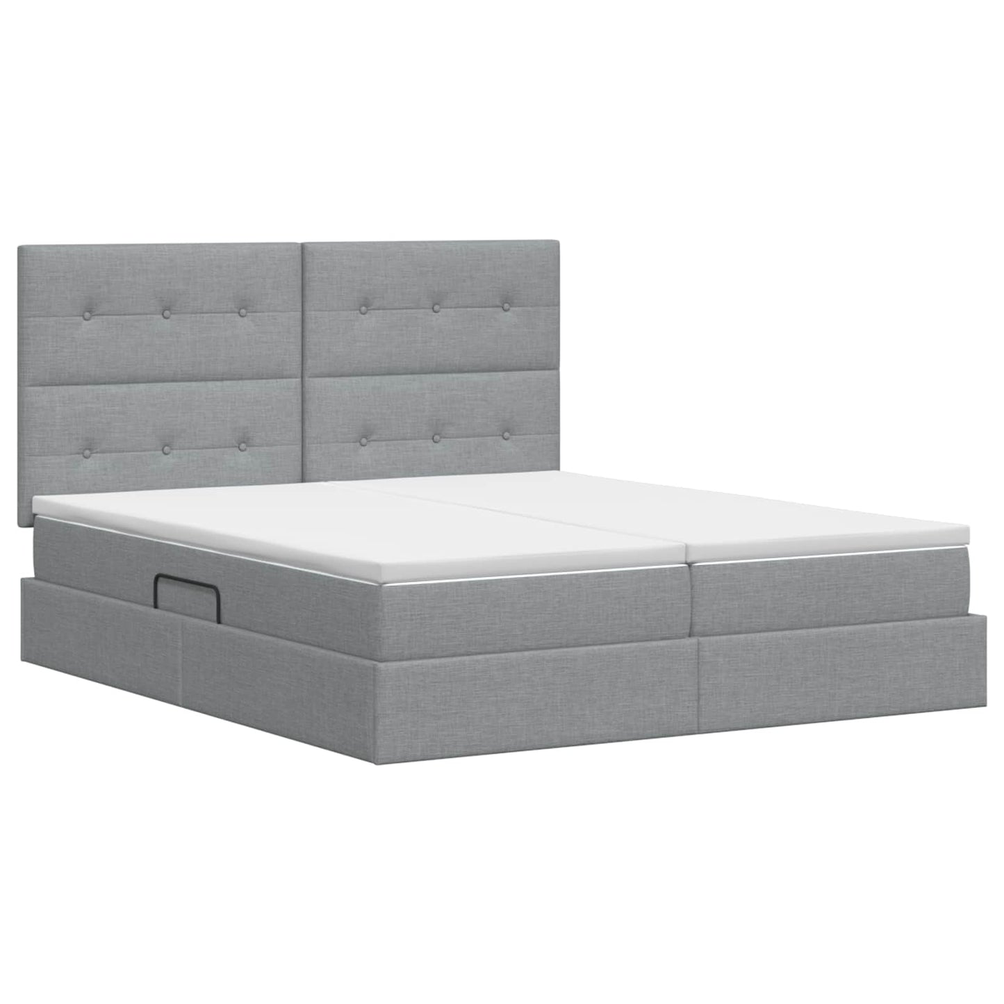 Opslag bed met hoofdeinde Lichtgrijs 200 x 200 cm Stof