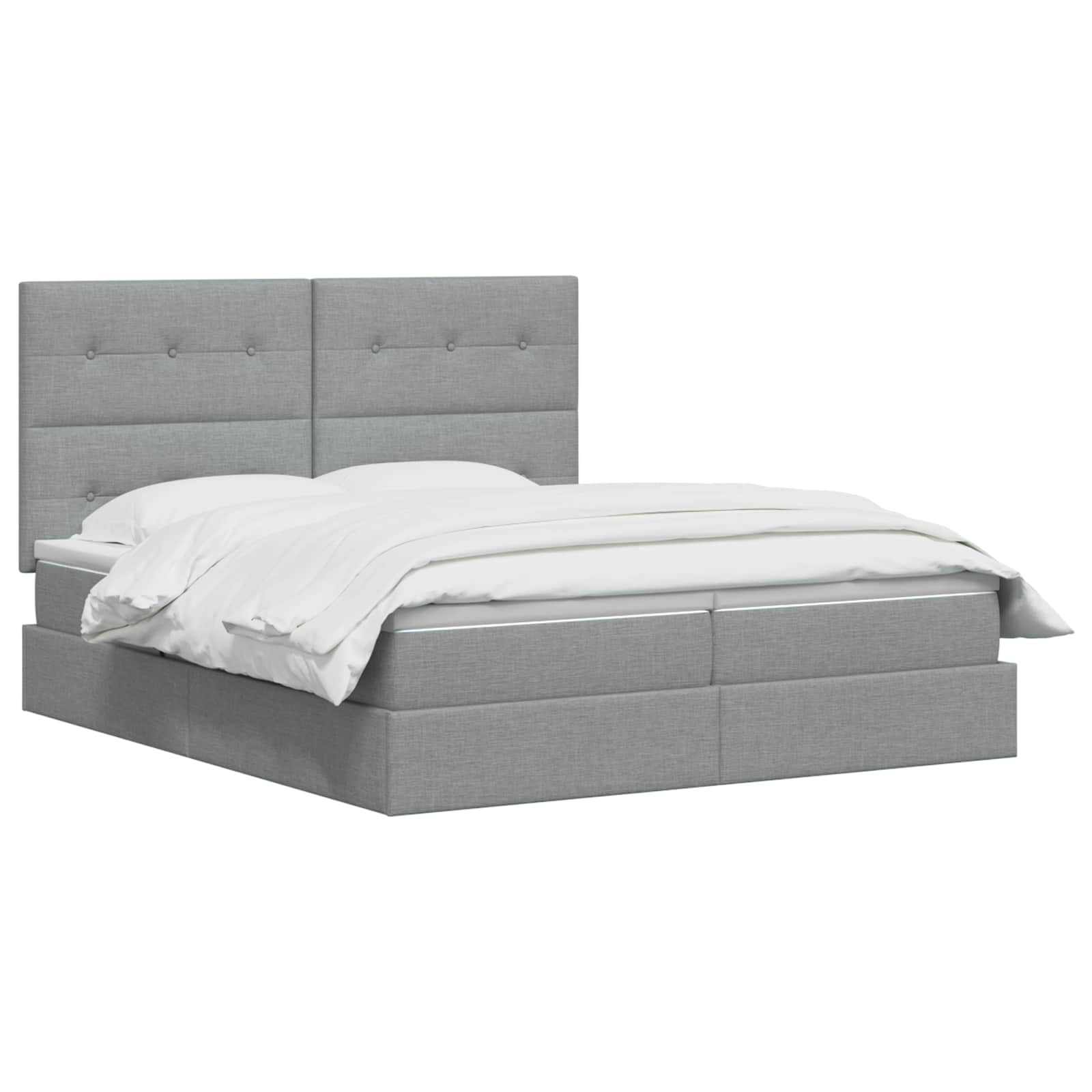 Opslag bed met hoofdeinde Lichtgrijs 200 x 200 cm Stof