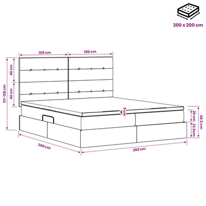 Opslag bed met hoofdeinde Donkergrijs 200 x 200 cm Stof