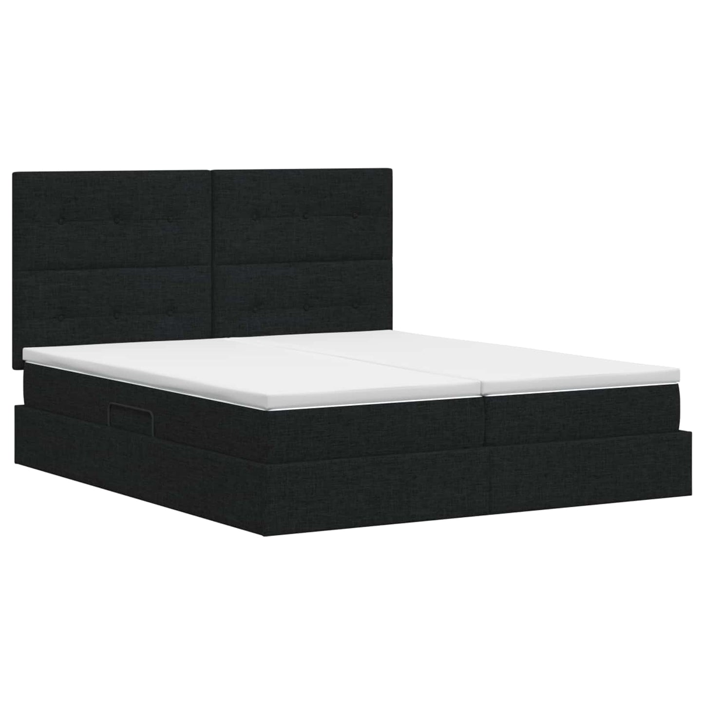 Opslag bed met hoofdeinde met opslag Zwart 200 x 200 cm Stof