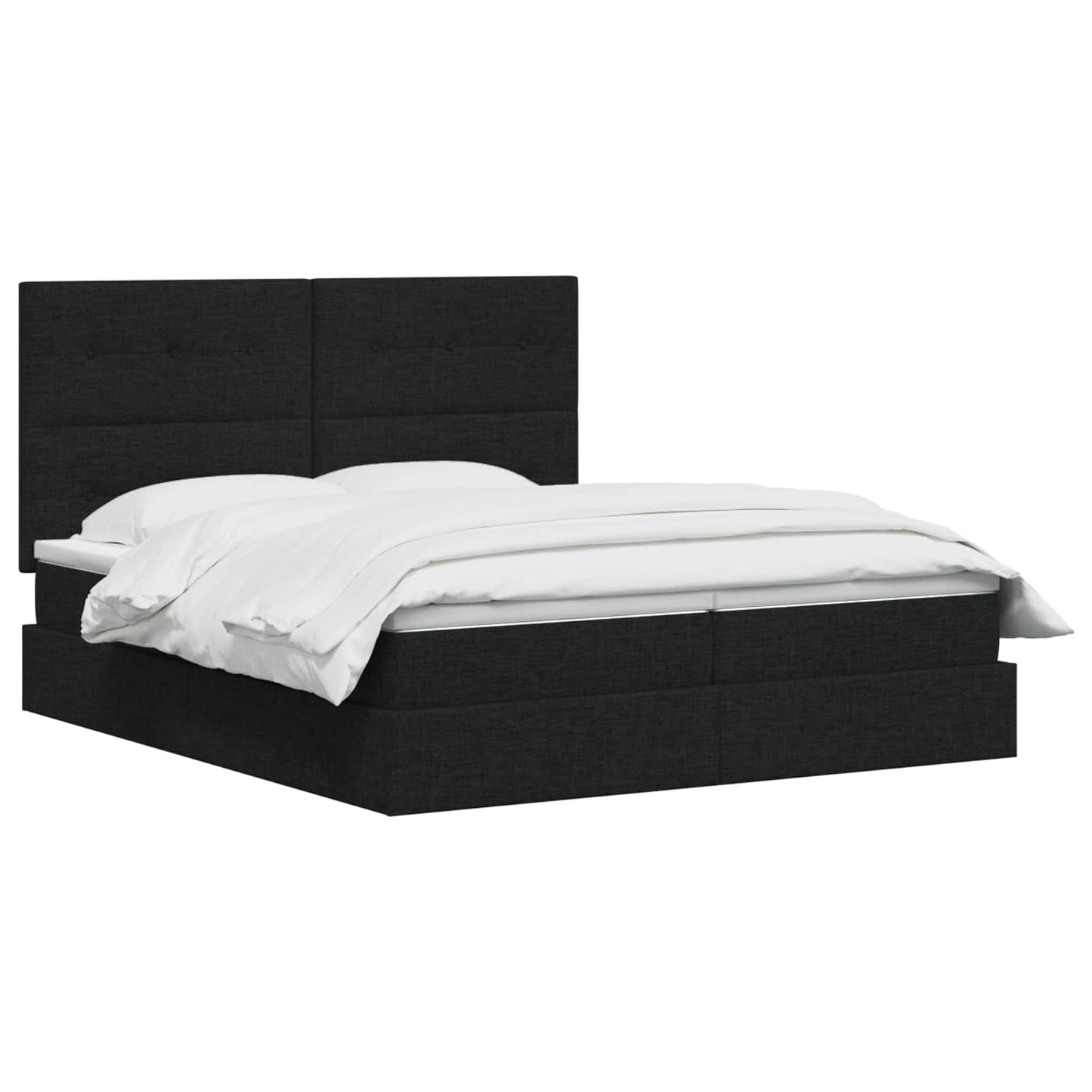 Opslag bed met hoofdeinde met opslag Zwart 200 x 200 cm Stof