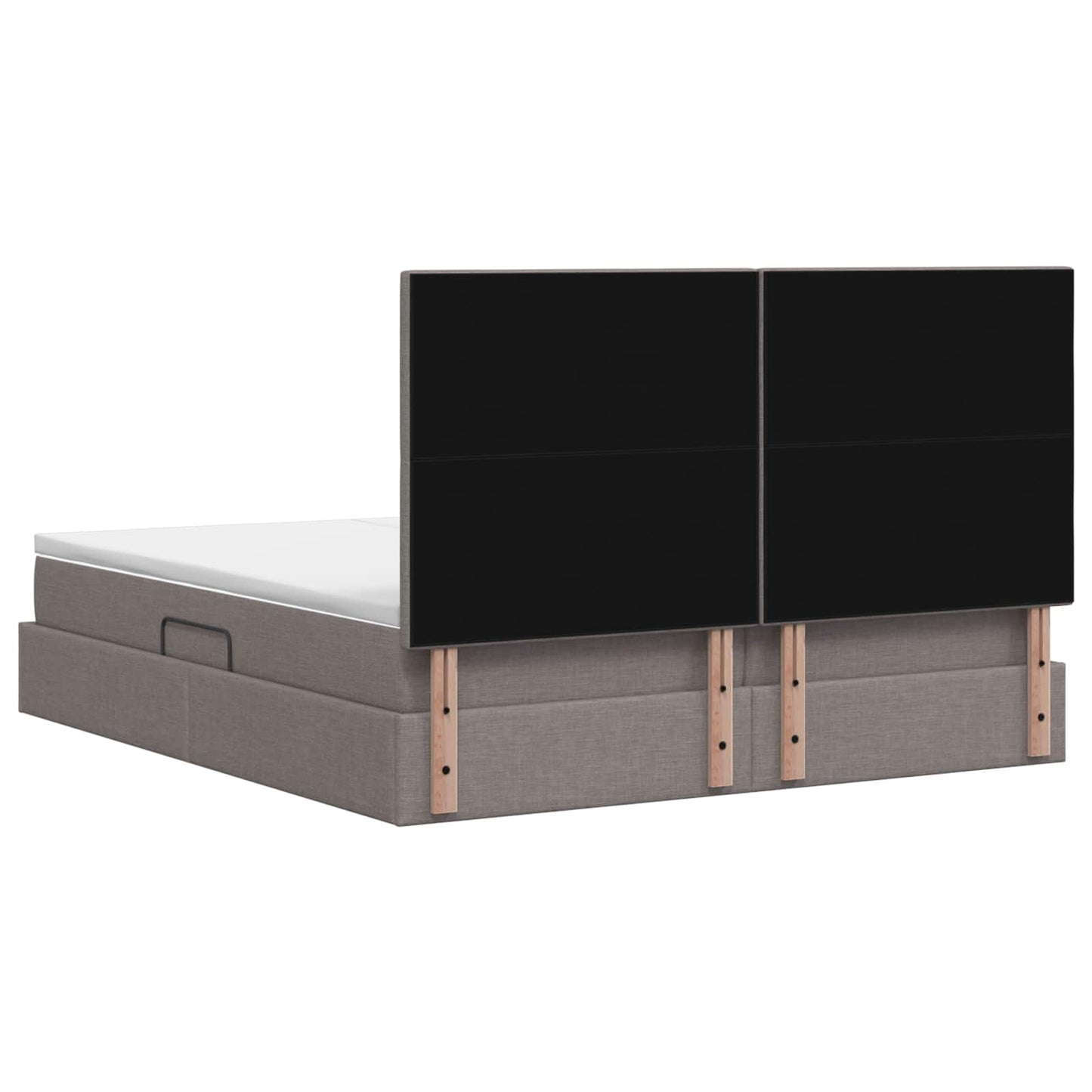 Opslag bed met hoofdeinde met opslag Taupe 200 x 200 cm Stof