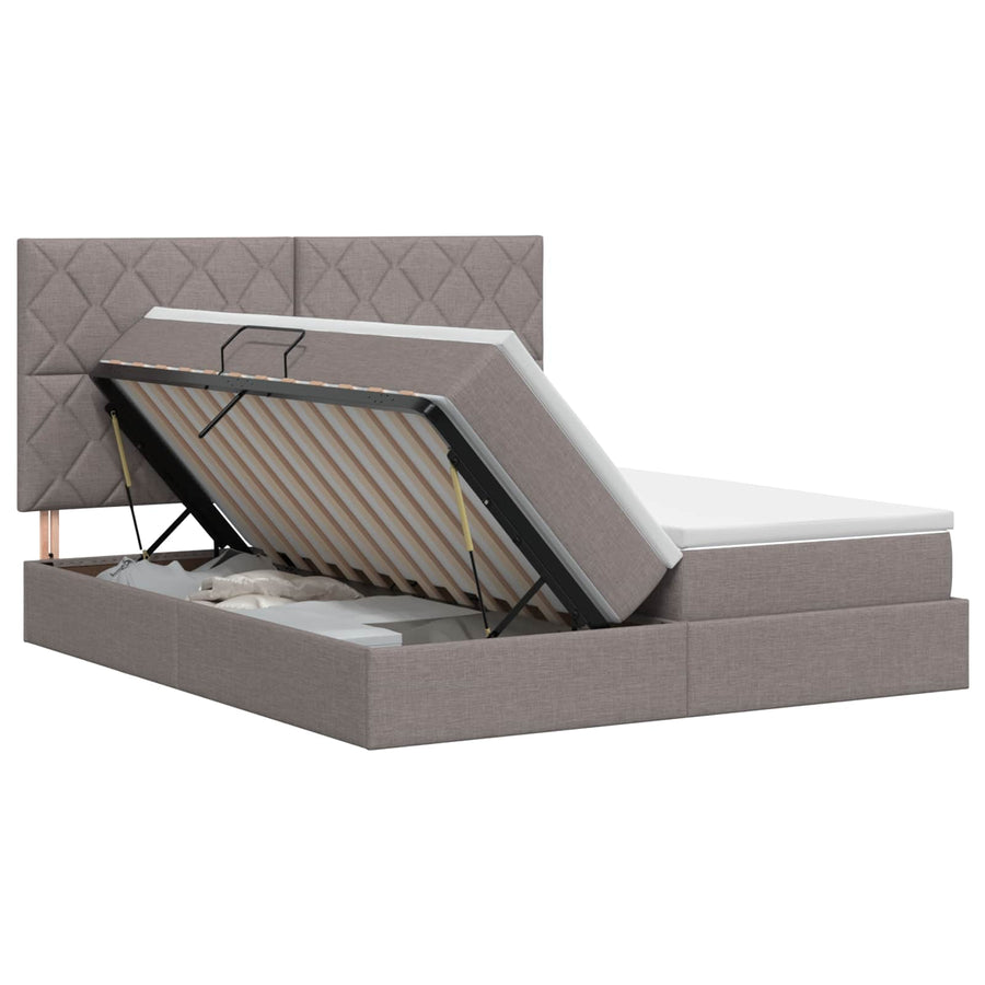 Opslag bed met hoofdeinde met opslag Taupe 180 x 200 cm Stof