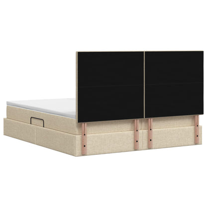 Opslag bed met hoofdeinde Crèmekleurig 180 x 200 cm Stof