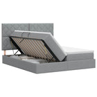 Opslag bed met hoofdeinde Lichtgrijs 200 x 200 cm Stof