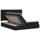 Opbergbed met hoofdeinde 200x200 cm zwart stof