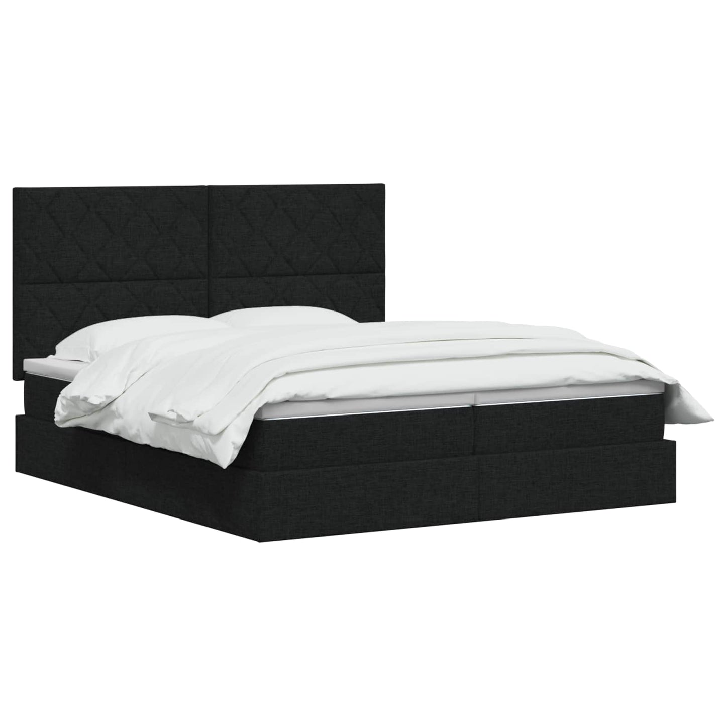 Opslag bed met hoofdeinde met opslag Zwart 200 x 200 cm Stof