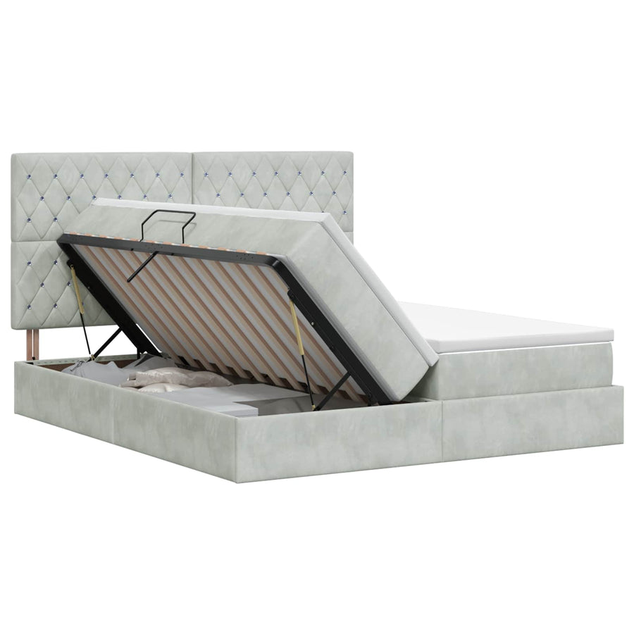 Opslag bed met hoofdeinde Lichtgrijs 180 x 200 cm Fluweel