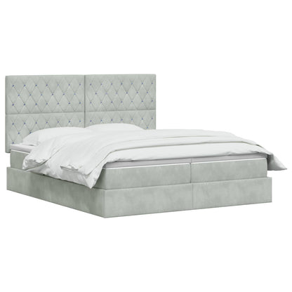 Opslag bed met hoofdeinde Lichtgrijs 180 x 200 cm Fluweel